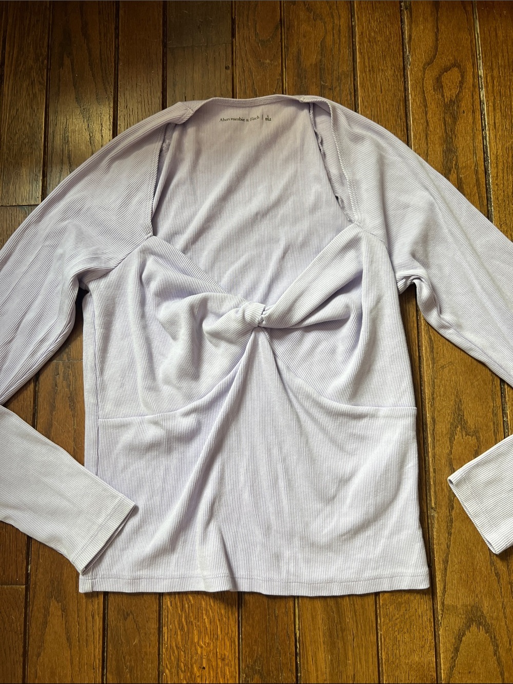 Abercrombie & Fitch Light Purple Ribbed Long Sleeve Knot Top Size Large Like NEW